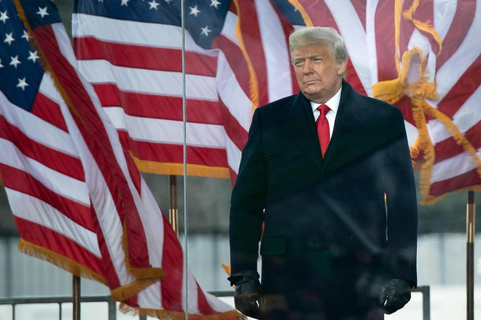 Donald Trump spreekt zijn aanhangers toe op 6 januari, de dag van de bestroming van het Capitool.