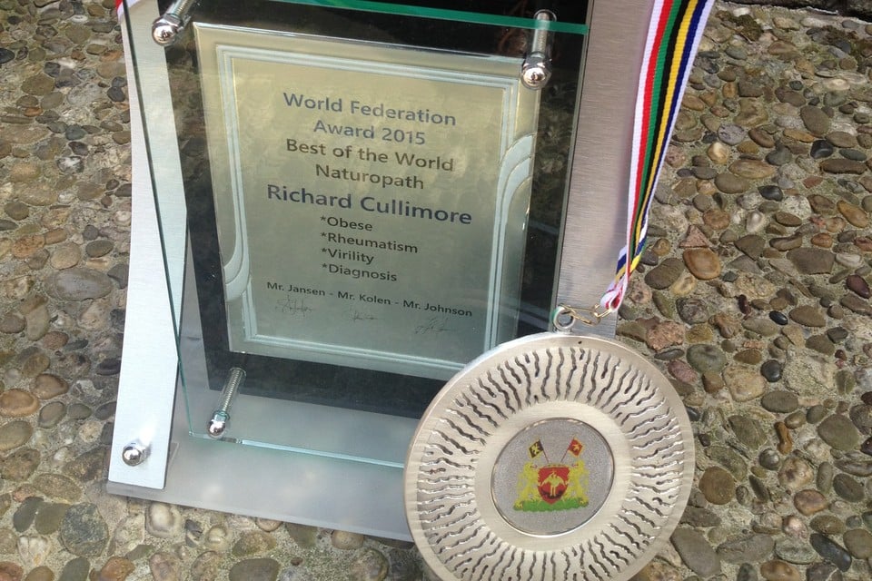De award en medaille die Cullimore onlangs won.