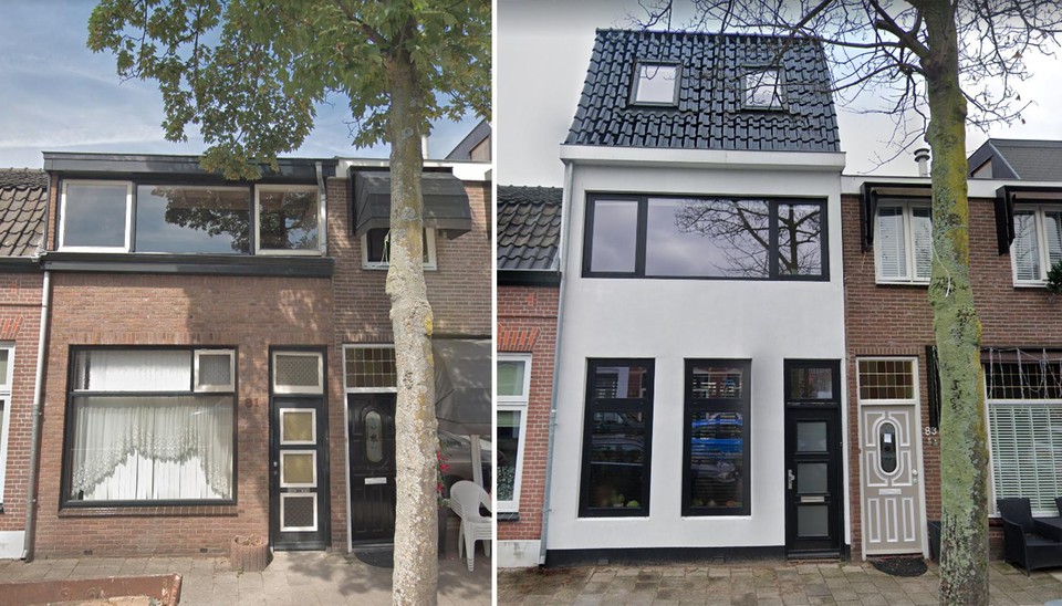 Robins huis in 2018 (links) en nu.