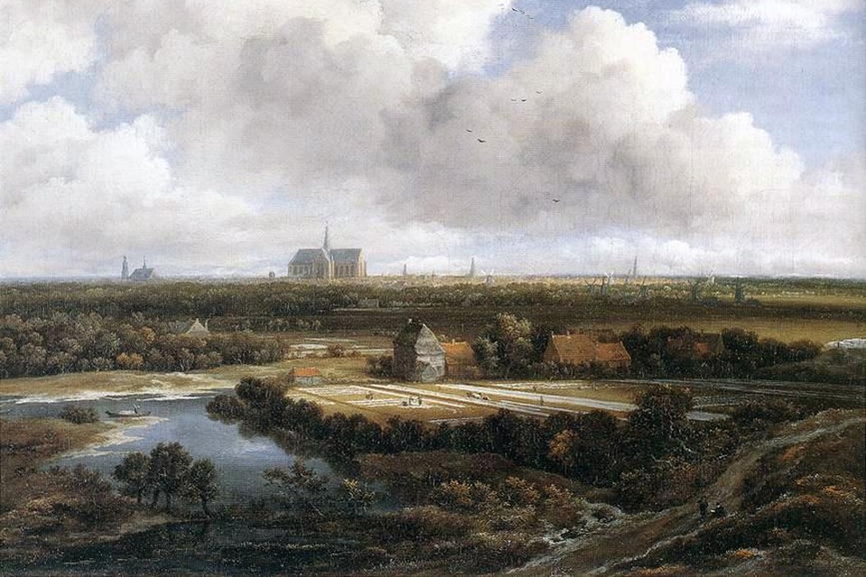 Jacob van Ruisdael: Gezicht op Haarlem met bleekvelden op de voorgrond.