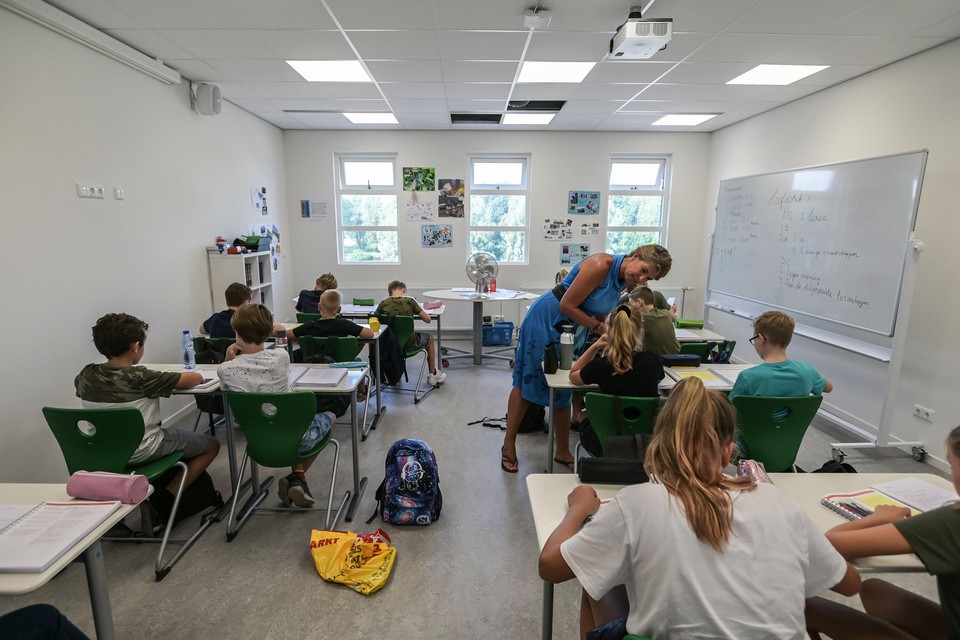 Een klaslokaal in de school in Hoorn, toen die in 2019 van start ging.