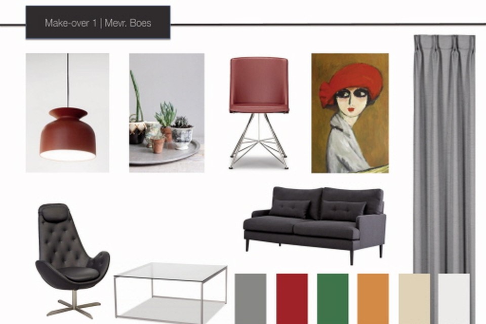 De meubels, accessoires en het kleurenpalet die HEMELS by voorstelt voor de woon- en zithoek.