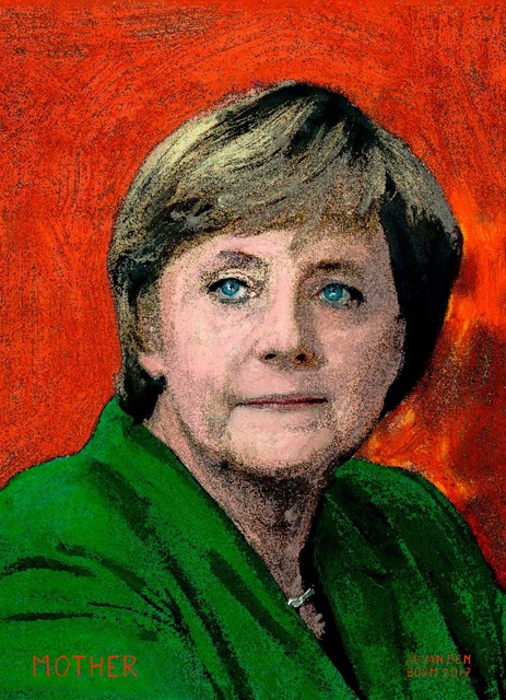Angela Merkelen op 26 oktober 2017 de expositie Wereldleiders in het Raadhuis van Hilversum. Deze bijzondere expositie bestaat uit portretten van diverse wereldleiders, gemaa...