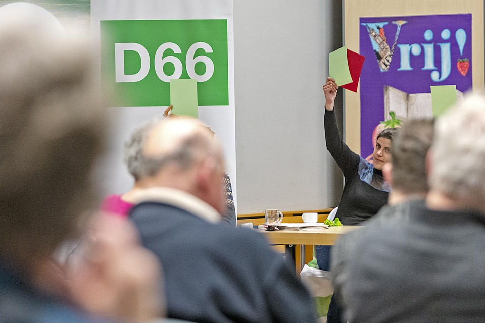 D66 heeft in Beverwijk de meeste vrouwen op de lijst. Lijsttrekker is Brigitte van den Berg (met blaadjes omhoog).