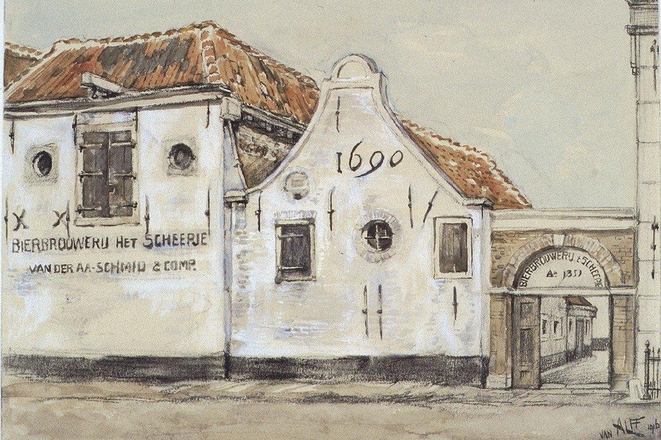 De in 1910 opgeheven bierbrouwerij 't Scheepje aan de Houtmarkt te Haarlem. Deze brouwerij stamde uit 1351.