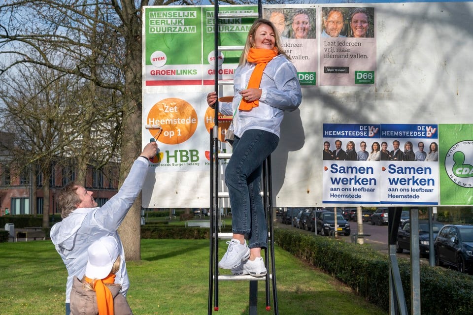 HBB-fractievoorzitter Annelies van der Have tijdens de verkiezingscampagne.