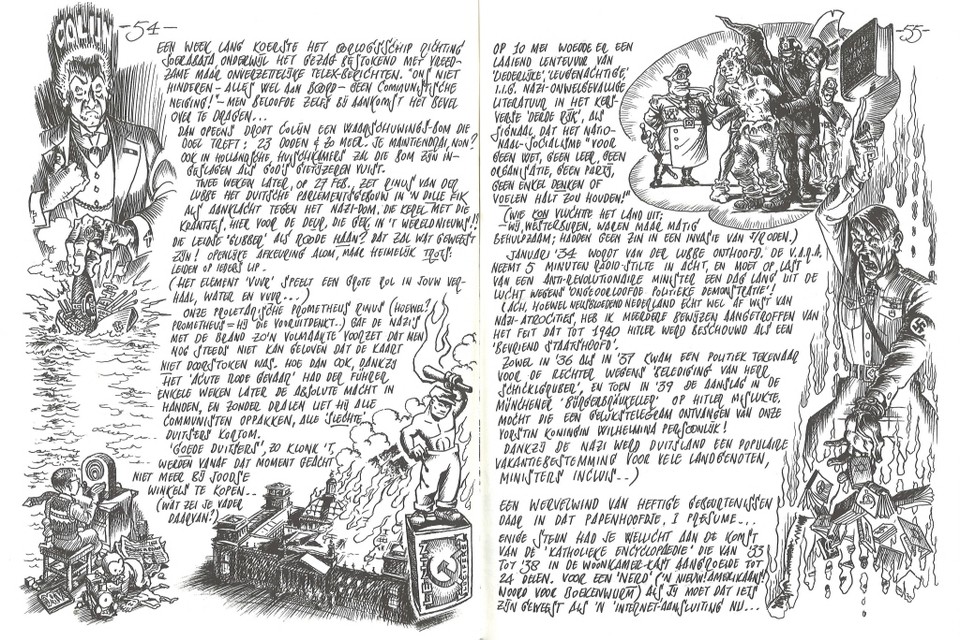 Twee pagina's uit de graphic novel 'Kraut' van Peter Pontiac