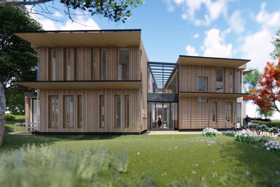 De toekomstige huisartsenpraktijk aan de Ter Hoffsteedeweg in Overveen is een ontwerp van architect Heiko Hulscher.