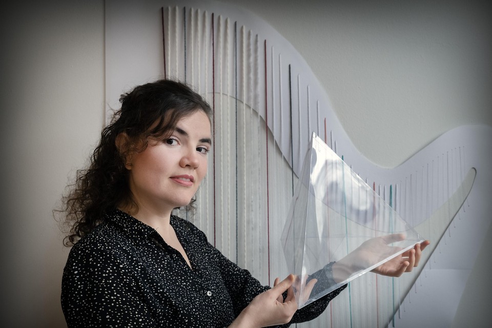 Bianca Bongers: ,,Toen ik voor een harpiste een stuk componeerde, maakte ik eerst van papier een harp met wollen snaren’’.