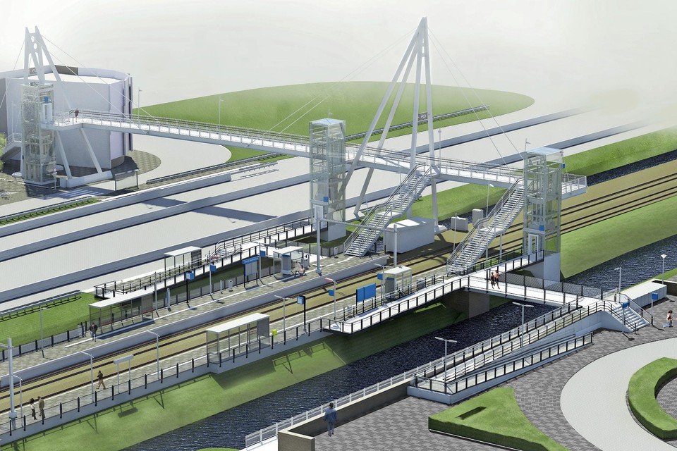 Station Haarlem-Spaanwoude met de drie nieuw te bouwen liften.