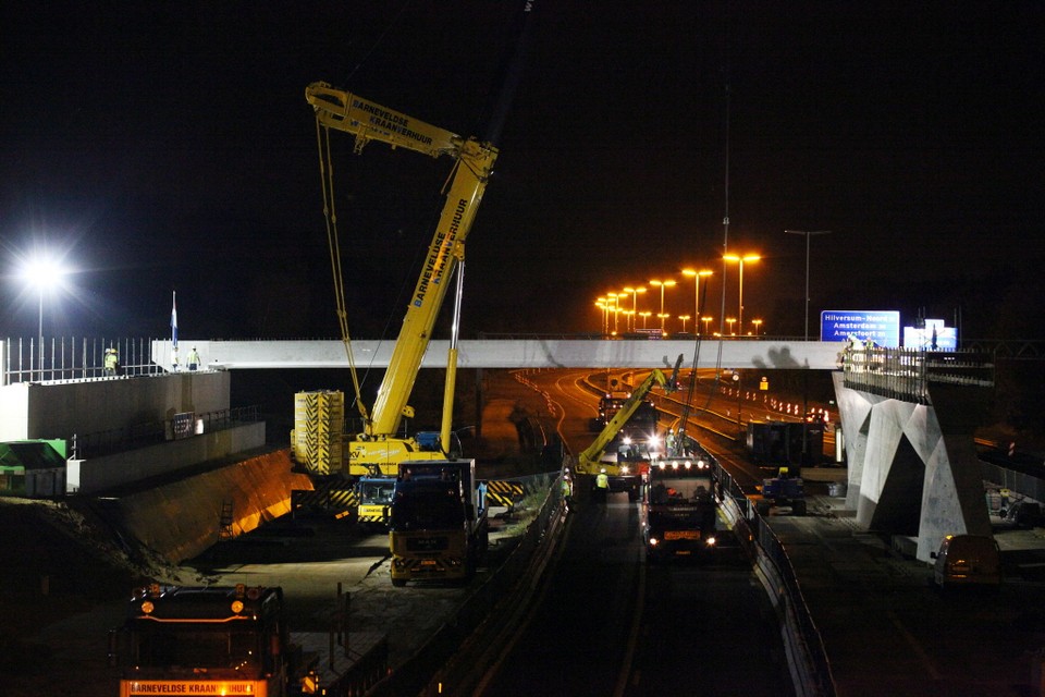  Spectaculaire nachtklus voor bouw ecoduct boven A27 bij Hilversum. Foto Studio Kastermans