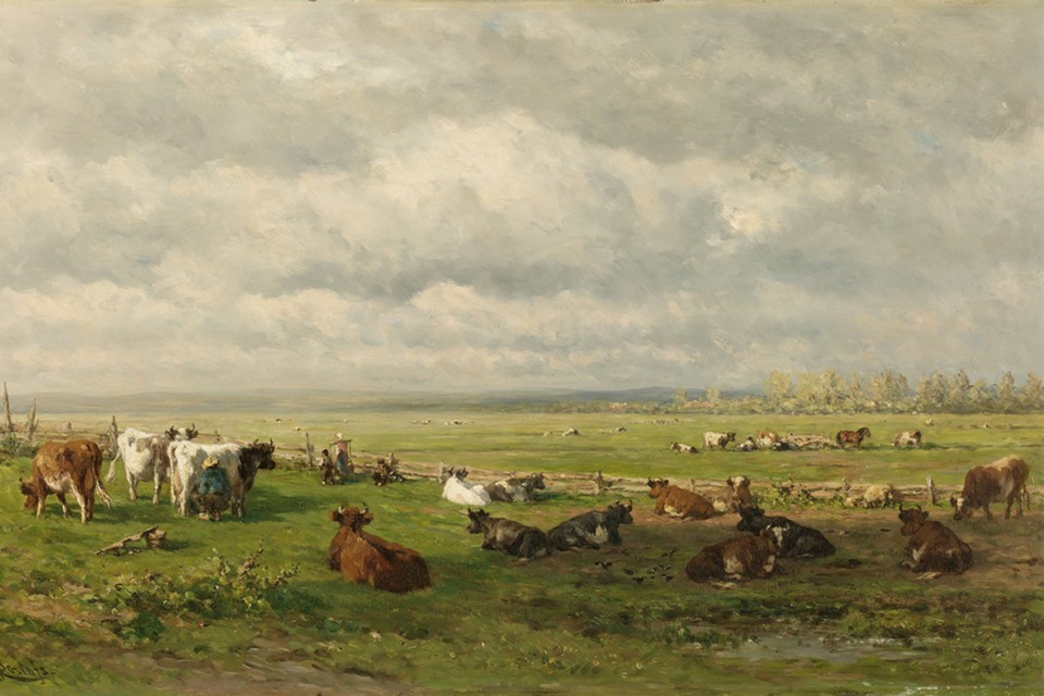 Willem Roelofs (1822-1897), 'Weidelandschap met vee', ca. 1880, olieverf op paneel. Rijksmuseum Amsterdam