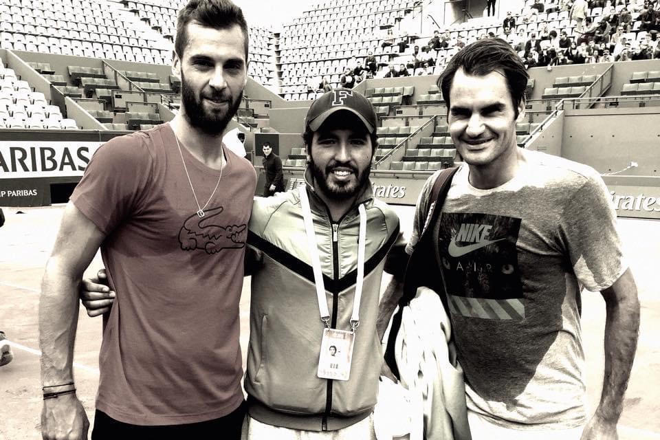 Benoît Paire, Nassim Slilam en Roger Federer in 2015.