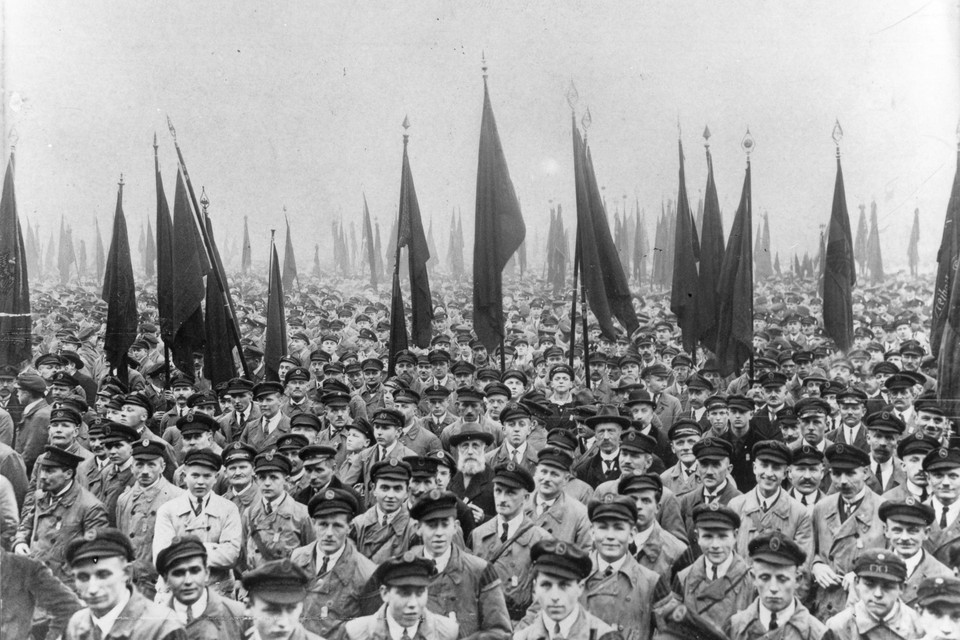 Betoging in Hamburg ter verdediging van de Weimarrepubliek, 1 februari 1926.