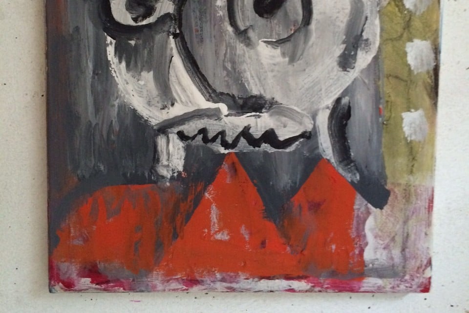 Een masker portret uit van Lei Molin gemaakt door Jon Marten in 1972, de periode waarin hij ook de 'nep Appel' maakte. 