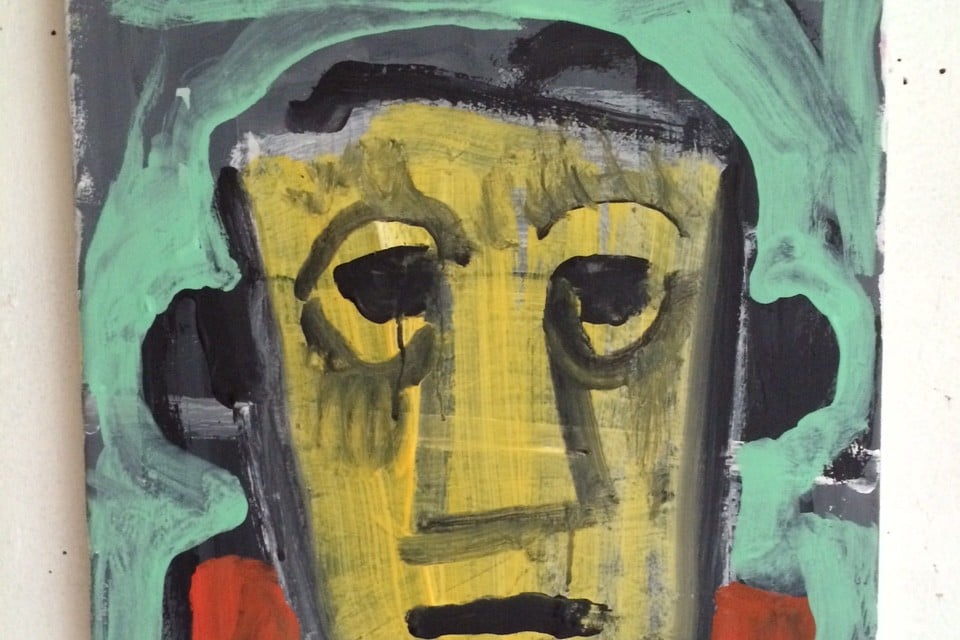 Een maskerportret van collega kunstenaar Gérard Leonard van de Eerenbeemt. Gemaakt door Jon Marten  in 1972.