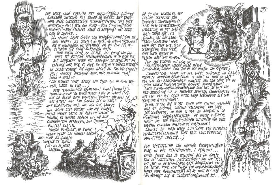 Twee pagina's uit de graphic novel 'Kraut' van Peter Pontiac