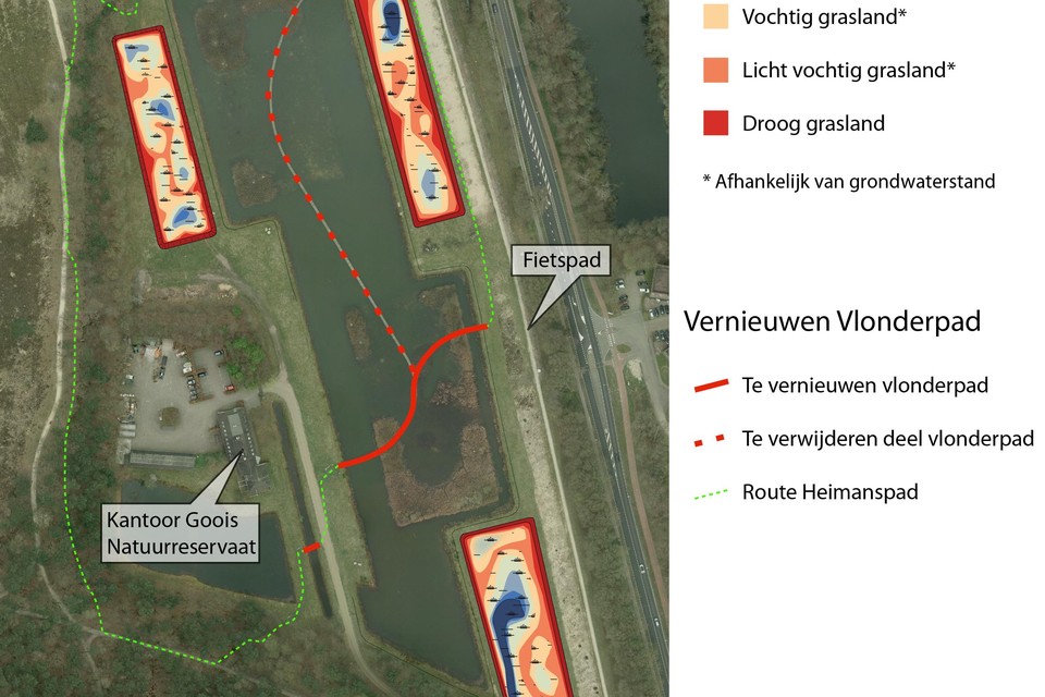 De toekomstige ’waterparel’ tussen Hilversum en Bussum in vogelvlucht.