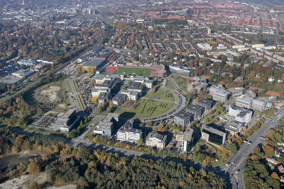Het Arenapark op een luchtfoto van enkele jaren geleden.